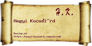 Hegyi Kocsárd névjegykártya